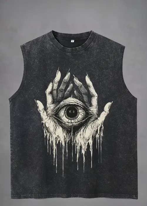 Cosmic Eye Unisex Vintage Eskitme Yıkamalı Atlet