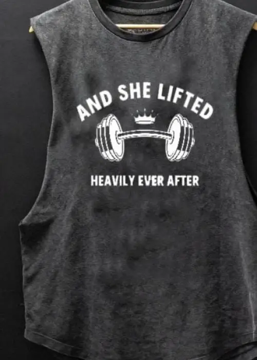And She Lıfted Baskılı Unisex Oversize Yıkamalı Atlet