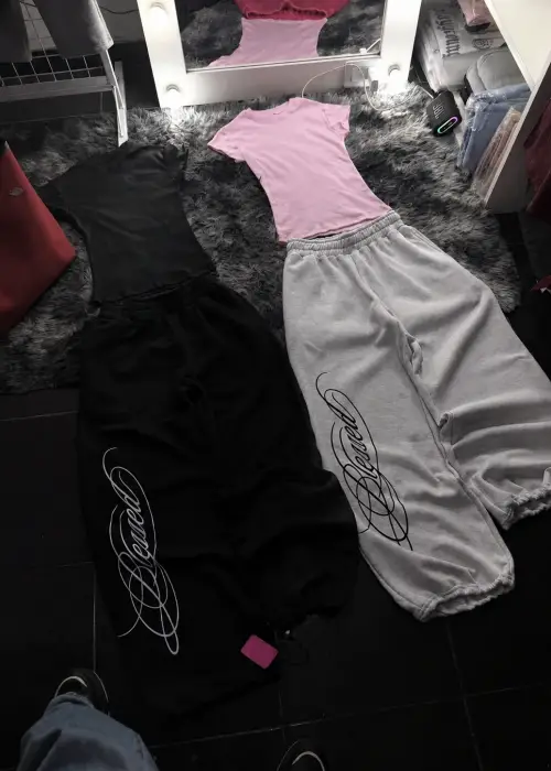 Blessed Script Detaylı Baggy Eşofman Takımı