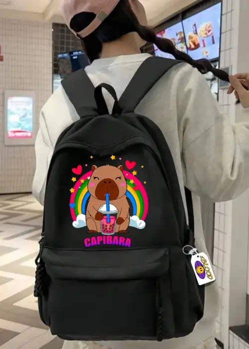 Capıbara Baskılı Okul Sırt Çantası