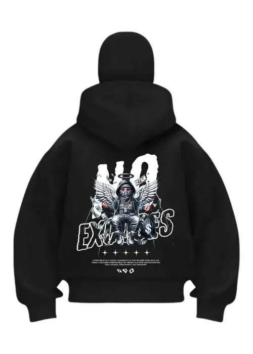 Cash Baby Baskılı Siyah Samuray Kar Maske Sweatshirt Hırka