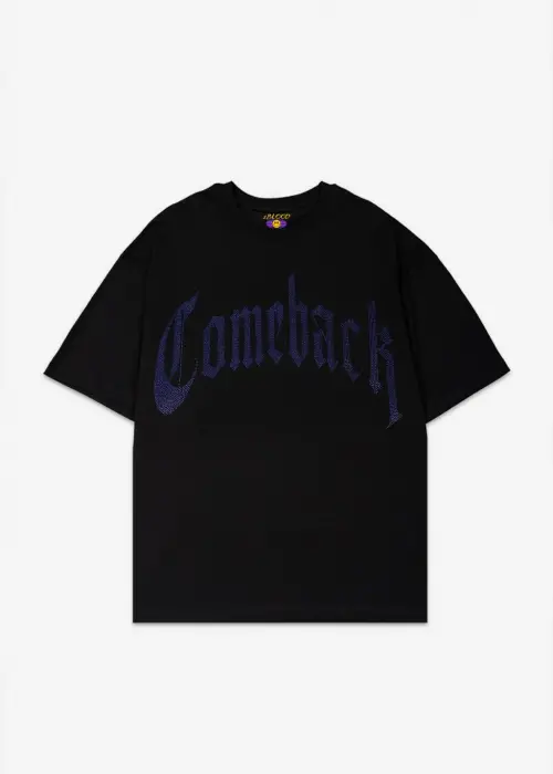Comeback Mavi Taş Baskılı Oversize Unisex T-shirt