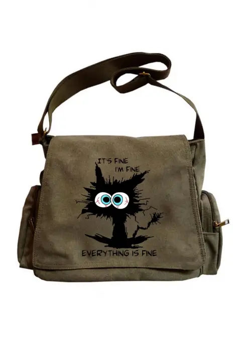 Cute Cat Seriouse Baskılı Unisex Postacı Çantası