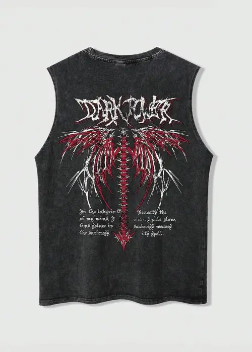 Dark Power Atlet Bisiklet Yaka Yıkamalı Vintage Unisex Oversize T-Shirt