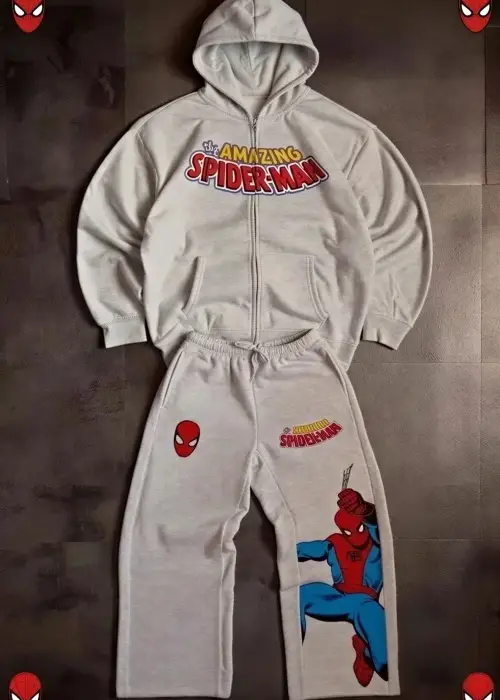 Gri SpiderMan Baskı Detaylı Oversize Unisex Alt Üst Takım
