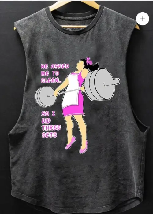 He Asked Me To Clean Baskılı Unisex Oversize Yıkamalı Atlet