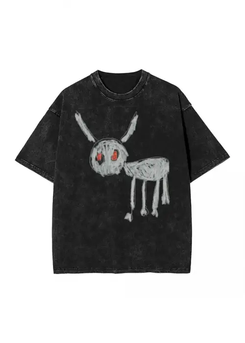 Kod Trend Drake - For All the Dogs Baskılı Yıkamalı Vintage Unisex Oversize T-Shirt