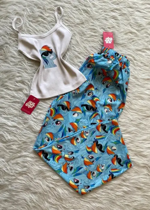 Mavi My Little Pony Rainbow Dash Desenli Şık Alt Üst Takımı