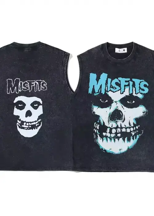 MısFıts Baskılı Vintage Unisex Oversize Yıkamalı Atlet
