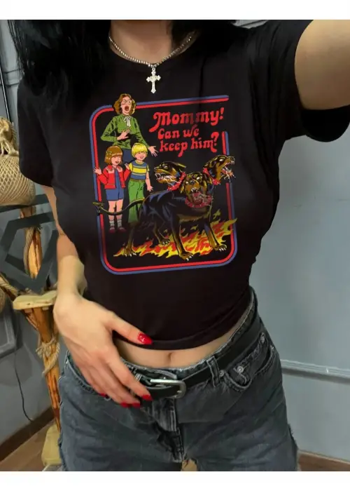 Mommy Can We Keep Him Crop Top