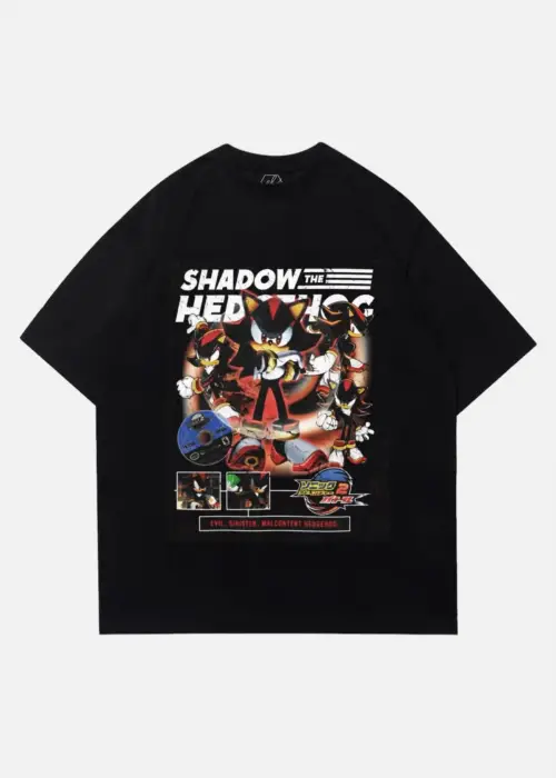 Siyah Unisex Sonic Shadow The Hedgehogs T-Shirt