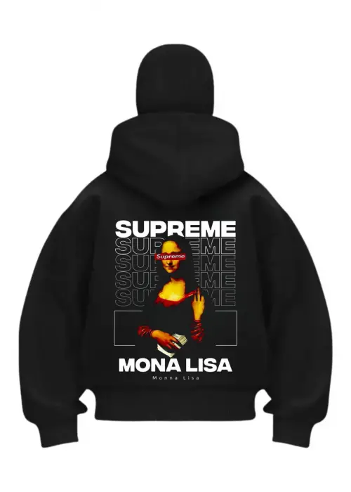 Supreme Baskılı Siyah Samuray Kar Maske Sweatshirt Hırka