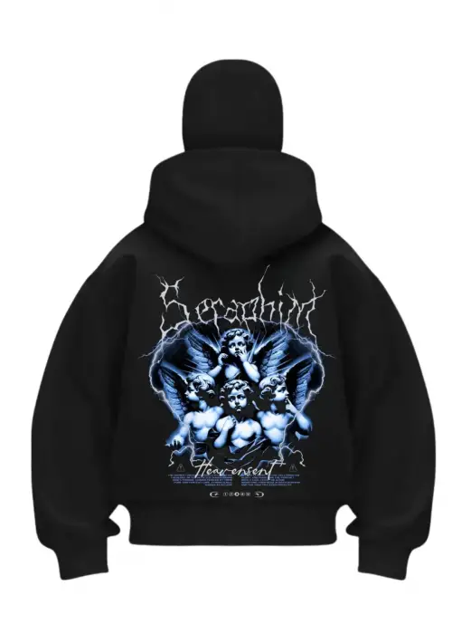 Two Angel Blue Baskılı Siyah Samuray Kar Maske Sweatshirt Hırka
