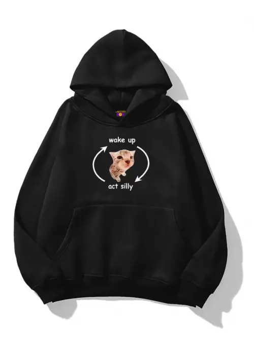Unisex Wake up Act Silly Sweatshirt Siyah