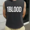 1Blood Atlet Bisiklet Yaka Yıkamalı Vintage Unisex Oversize T-Shirt