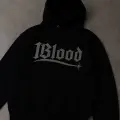 1Blood Siyah Taş Baskılı Oversize Unisex Kapüşonlu Sweatshirt