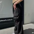 Extra Baggy Kargo Cepli Tactical Paraşüt Kumaş Bol Paça Siyah Renk Pantolon