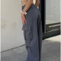 GRİ AŞIRI BOL KALIP Y2K KARGO CEP LASTİKLİ UNİSEX BAGGY