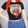 Y2k Spiderman Siyah The Amazing Spiderman Crop Top