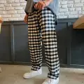 Siyah Ekose Desen Bel Lastikli Siyah Pijama