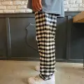 Siyah Ekose Desen Bel Lastikli Siyah Pijama