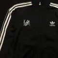Korn Nakışlı Logolu Çizgili Siyah Ceket