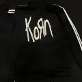 Korn Nakışlı Logolu Çizgili Siyah Ceket
