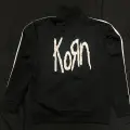 Korn Nakışlı Logolu Çizgili Siyah Ceket