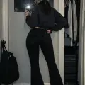 Yüksek Bel İspanyol Paça Siyah Vintage Jean