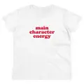 Beyaz Main Character Energy Baskılı Crop