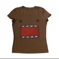 Kahverengi Domo Kun Y2K Kısa Kollu Crop