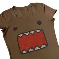Kahverengi Domo Kun Y2K Kısa Kollu Crop