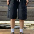 Antrasit Yıldız Detay Lazer Kesim Baggy Şort