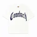 Beyaz ComeBack Mavi Taş Baskılı Oversize Unisex T-shirt