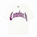 Beyaz ComeBack Pembe Taş Baskılı Oversize Unisex T-shirt
