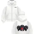 Beyaz Dark Souls Baskılı Kar Maskeli Unisex Sweatshirt Hırka