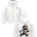 Beyaz Holo Mario Baskılı Kar Maskeli Unisex Sweatshirt Hırka