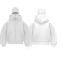 Beyaz Maskeli Unisex Kapüşonlu Hırka