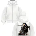 Beyaz Ölüm Meleği Baskılı Kar Maskeli Unisex Sweatshirt Hırka