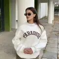 Beyaz Paradise Bisiklet Yaka Oversize Unisex