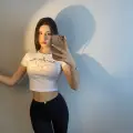 Beyaz Protect Your Heart Yazılı Kurdele Model Crop Body