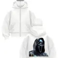 Beyaz Scream Holo Baskılı Kar Maskeli Unisex Sweatshirt Hırka