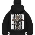 Blesed Baskılı Siyah Samuray Kar Maske Sweatshirt Hırka