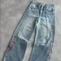 Blue Night Blossom Wide Leg Jean