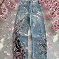 Blue Night Blossom Wide Leg Jean