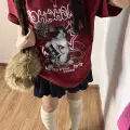 Kırmızı Playing Guitar Cat Unisex T-shirt