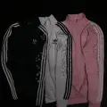 Çizgili Flower Beyaz Oversize Unisex Ceket