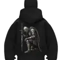 Cry Sword Baskılı Siyah Samuray Kar Maske Sweatshirt Hırka