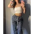 Ekose Model Desenli Siyah Beyaz Eşofman Pijama Altı