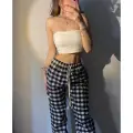 Ekose Model Desenli Siyah Beyaz Eşofman Pijama Altı